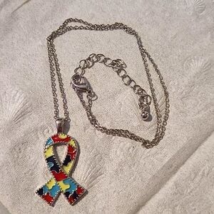 Autism awareness ribbon necklace